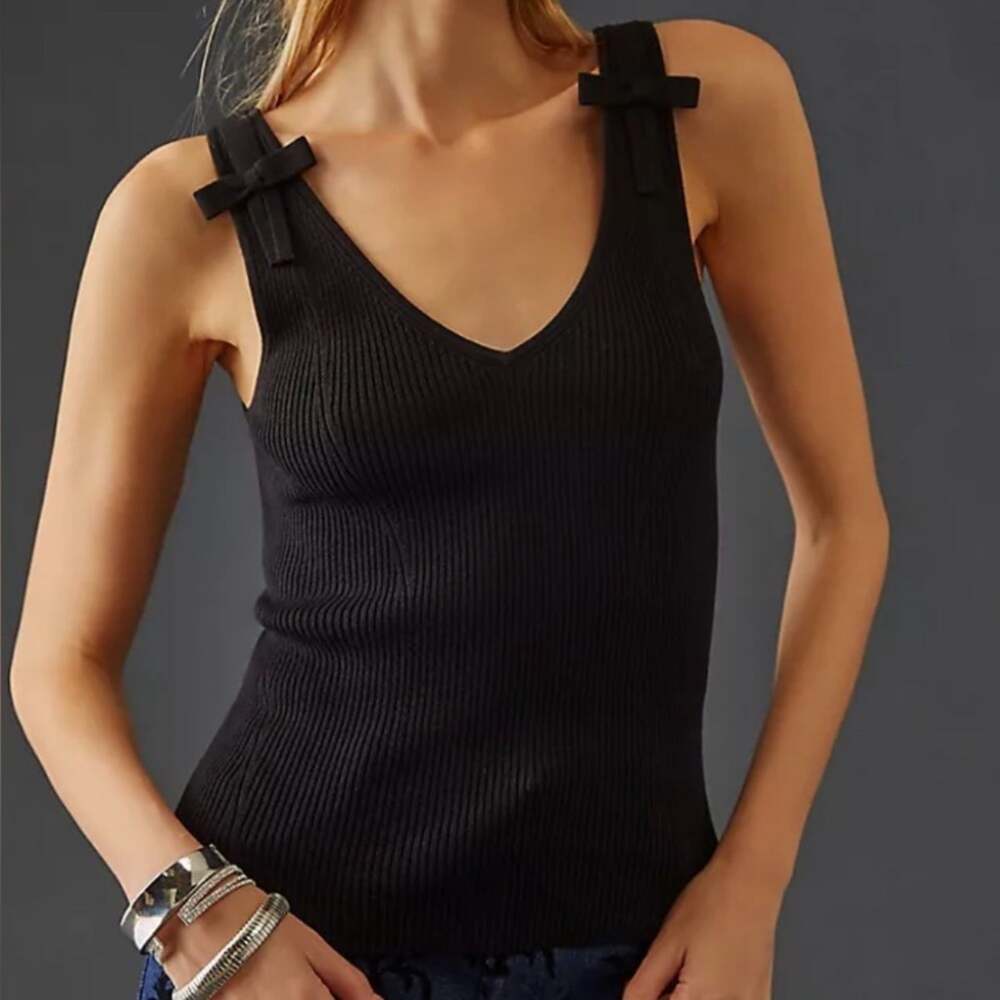 Anthropologie Maeve Bow-Shoulder Sweater Tank Size XS